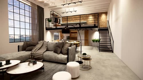 Home decoration modern loft interior design.