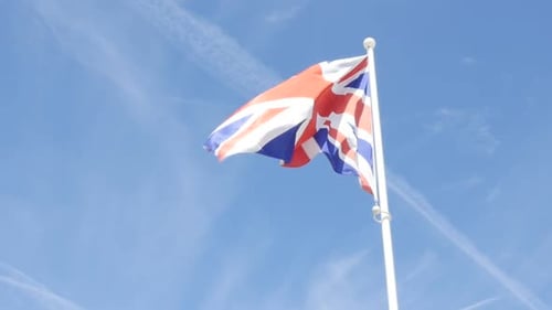 United Kingdom Flag Against Blue Sky