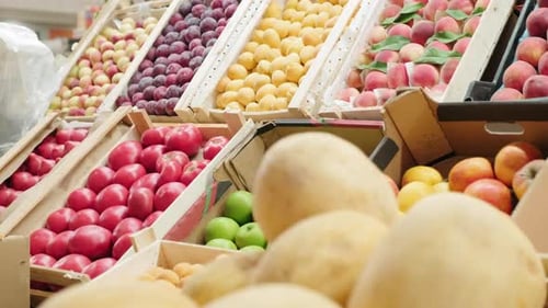 Fresh Produce on Shelf in Supermarket