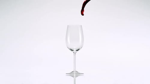 Pouring red wine into glass, Slow Motion