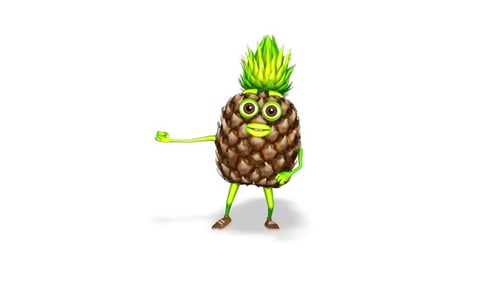 Pineapple Dance Loop On White Background