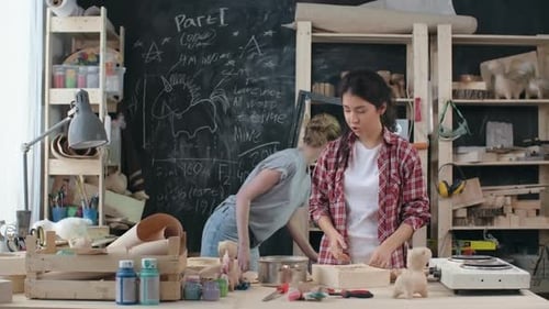 Women Creating Art in Workshop