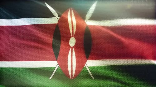 Realistic Kenya Flag Waving with Light Rays
