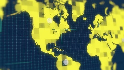 Global Digital Network Data Flow Map Animation