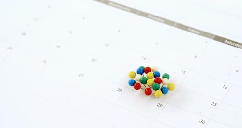 Calendar with Multi-Colored Push Pins