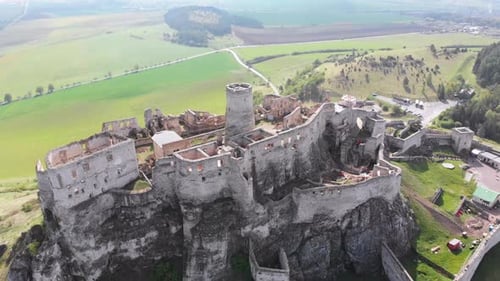 Aerial View on Spissky Hrad. Slovakia. The Ruins of Stone Castle on the Hill