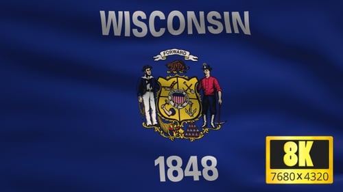 Waving Wisconsin State Flag Animation