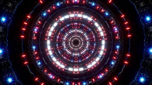 Red and Blue Light Mechanical Tunnel Loop 4K