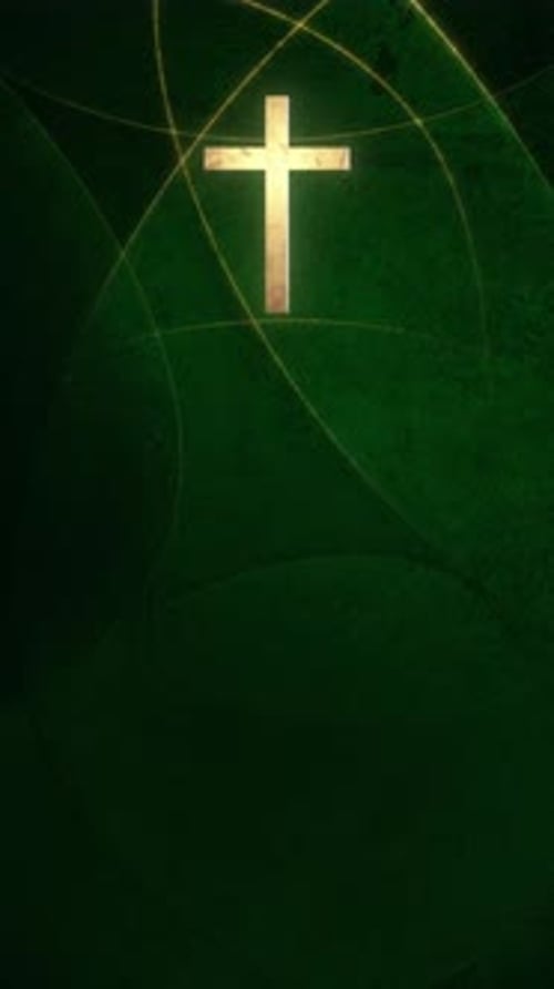 Animated Golden Cross with Glowing Abstract Lines for Vertical Stories