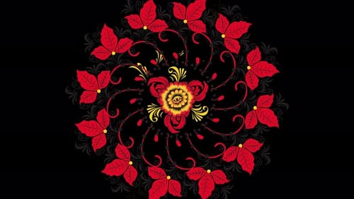 Decorative Red and Yellow Floral Pattern Growth
