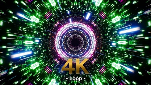 Neon Light Colorful Mechanical Tunnel 4K