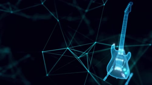 Electric Guitar Hologram Close Up 4k