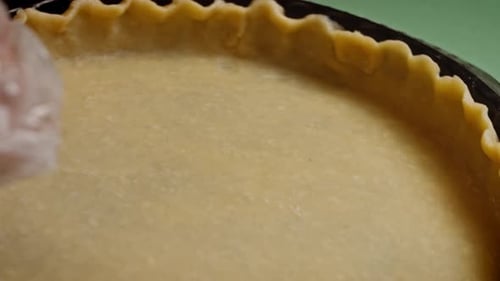 Pastry Chef Prepares Pie Crust in Pie Tin