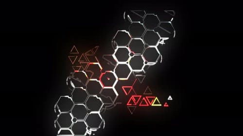 Glowing Futuristic Hexagon Network Background with Triangles