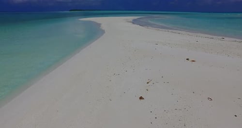Luxury Fly Over Island View of A Paradise Sunny White Sand Beach and Aqua Blue Water Background