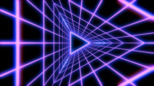 Tunnel synthwave Vaporwave Triangle Grid des années 80 rétro futuriste - 4K