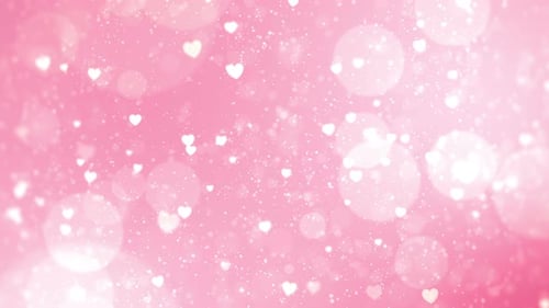 Romantic Pink Background with Floating Hearts and Sparkles
