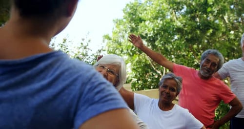 Seniors Enjoying Outdoor Exercise Class