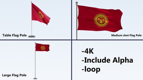 Kyrgyzstan Flag Waving Animation with Alpha Channel Loop