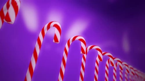 Seamless Loop Animation of Marching Red and White Candy Canes