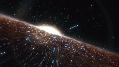 Starship vuela a la velocidad de la luz cerca del centro de la Vía Láctea en el espacio