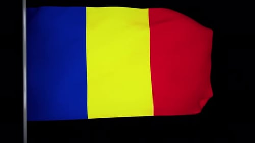 Romania National Flag Waving Seamless Loop Animation