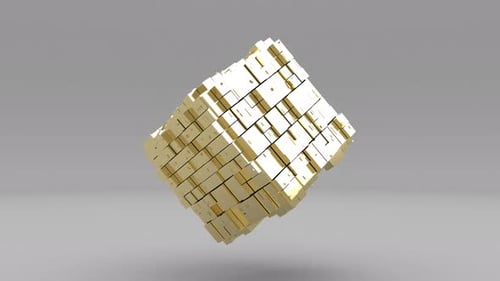 3d Gold Cube Rotate Modern Business Template Able to Loop Seamless Infinity