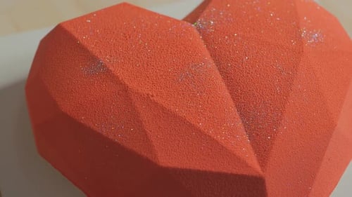 Geometric Heart Cake Close Up with Glitter