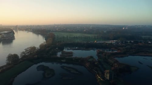 River Thames Drone Aerial Sunrise Sunset London Wetlands