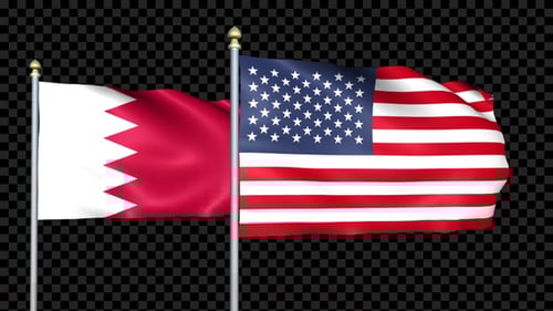 Qatar and USA Flags Waving Together Seamlessly