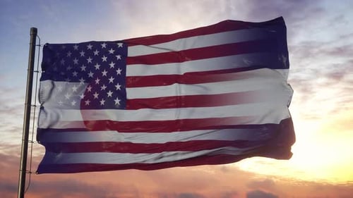 Realistic Waving Colorado and USA Flag Transition