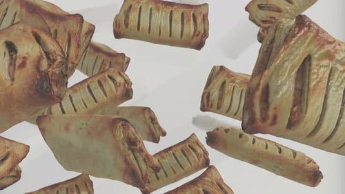 Delicious Baked Pastries Falling Food Background