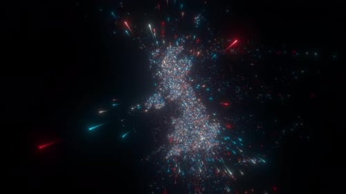 Futuristic UK Map Particle Data Network Animation