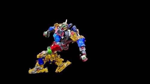 Futuristic Colorful Robot Walking and Transforming Animation