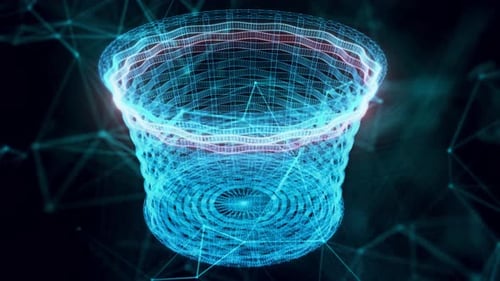 Wooden Basket Hologram Close Up 4k