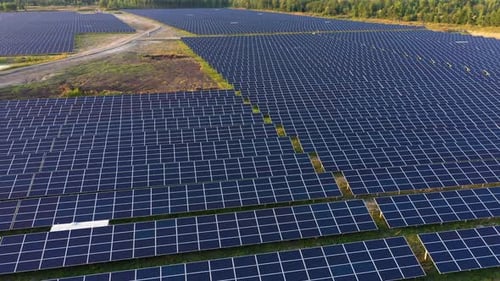 Huge Solar Panel Field Seen From Above