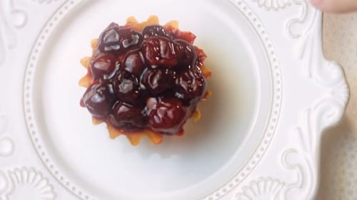 Delicious Cherry Tart on a Decorative Plate