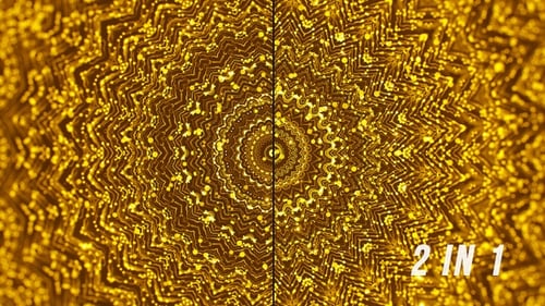 Abstract Golden Particles Kaleidoscopic Background