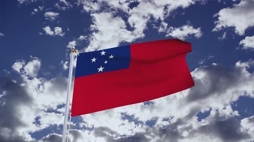 Flagge von Samoa mit Himmel