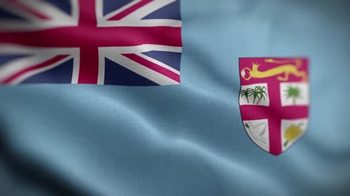 Fiji Flag Waving Seamless Realistic Animation