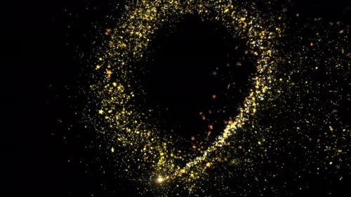 Gold Glitter Star Dust Magic Trail Sparkling Particles On Black