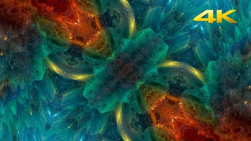 Abstract Fractal Kaleidoscope Animation with Vibrant Organic Forms