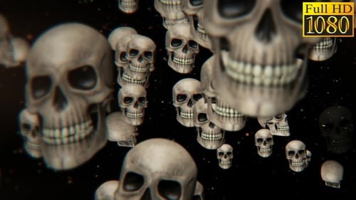 Spooky 3D Skulls Halloween Motion Background Loop