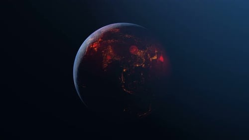 Rotating Earth with Red Global Crisis Spread