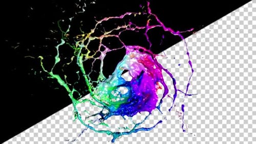 Vibrant Liquid Paint Burst Alpha Channel Transition