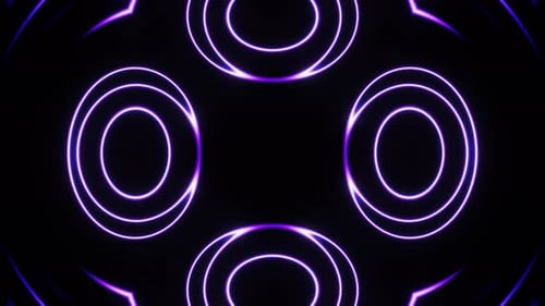 Abstract Neon Geometric Rings Pulsating Loop Background