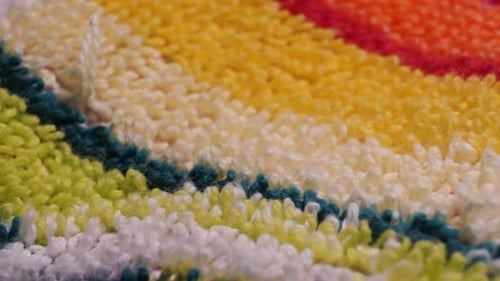 Colorful Yarn Rug Texture Close-Up