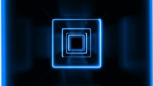 Túnel de luz neón azul