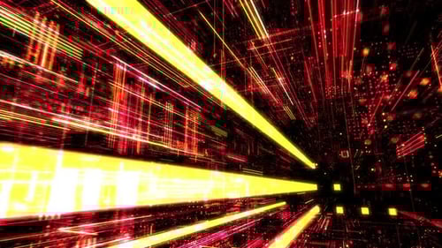 Binary circuit board future tech cyber security concept. 3D render 4K loop