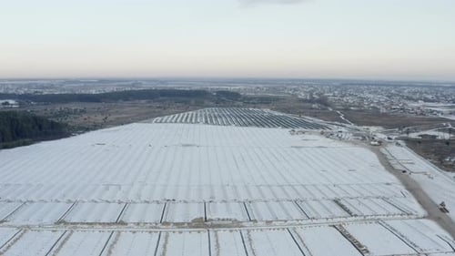 Extremely Huge Solar Power Plant Construction Yard